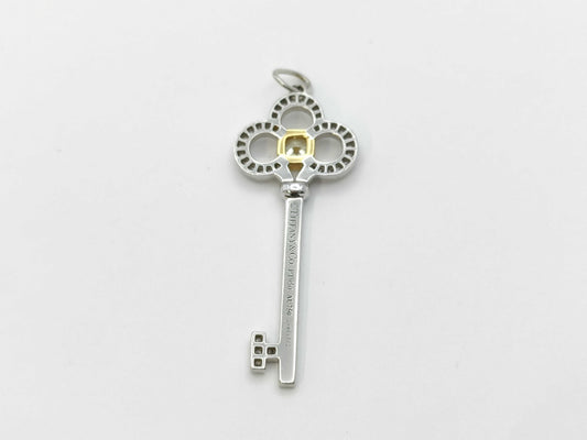 Tiffany & Co. Crown Key Pendant with Yellow and Colorless Diamonds, PT950/AU750, 3.7g