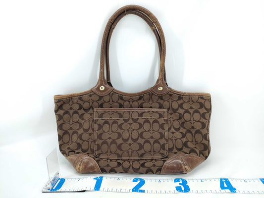 COACH Signature Coach Shoulder Bag Signature 3-Point Summary Brown Beige Shoulder Bag