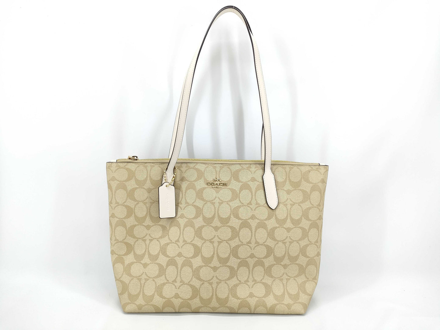 COACH Signature Coach Shoulder Bag Signature Beige Tote Bag