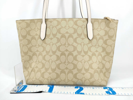 COACH Signature Coach Shoulder Bag Signature Beige Tote Bag