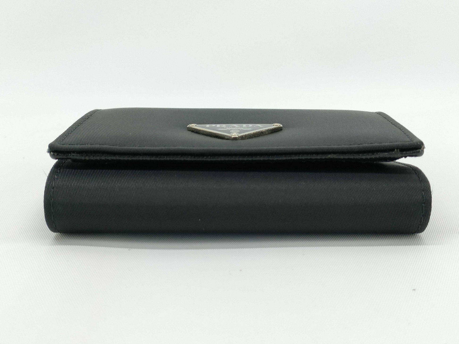 PRADA Nylon Prada Tri-Fold Wallet Triangle Logo Tesuto Safiano Wallet