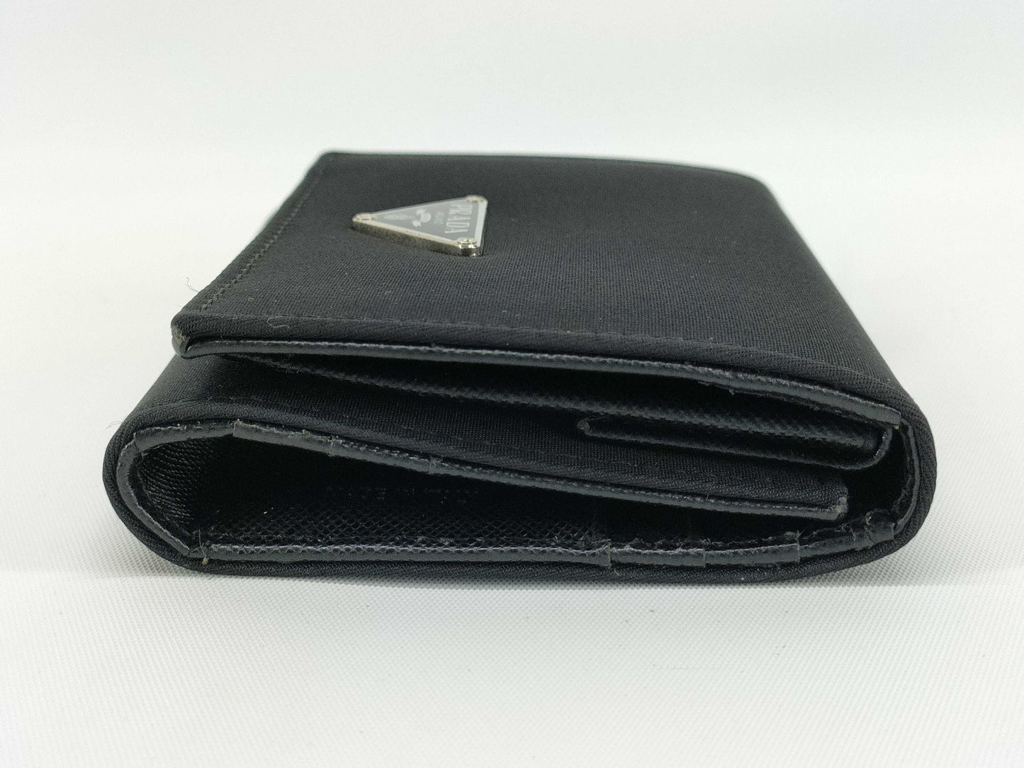 PRADA Nylon Prada Tri-Fold Wallet Triangle Logo Tesuto Safiano Wallet