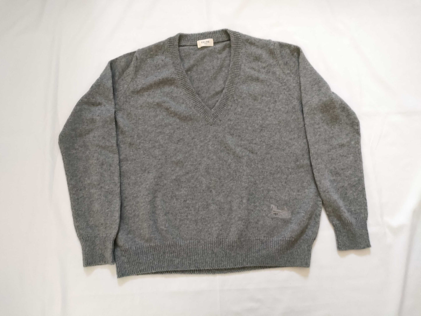 CELINE 100% Cashmere Sarkey Carriage Embroidery CELINE Current Eddie Knitted Cashmere Tops