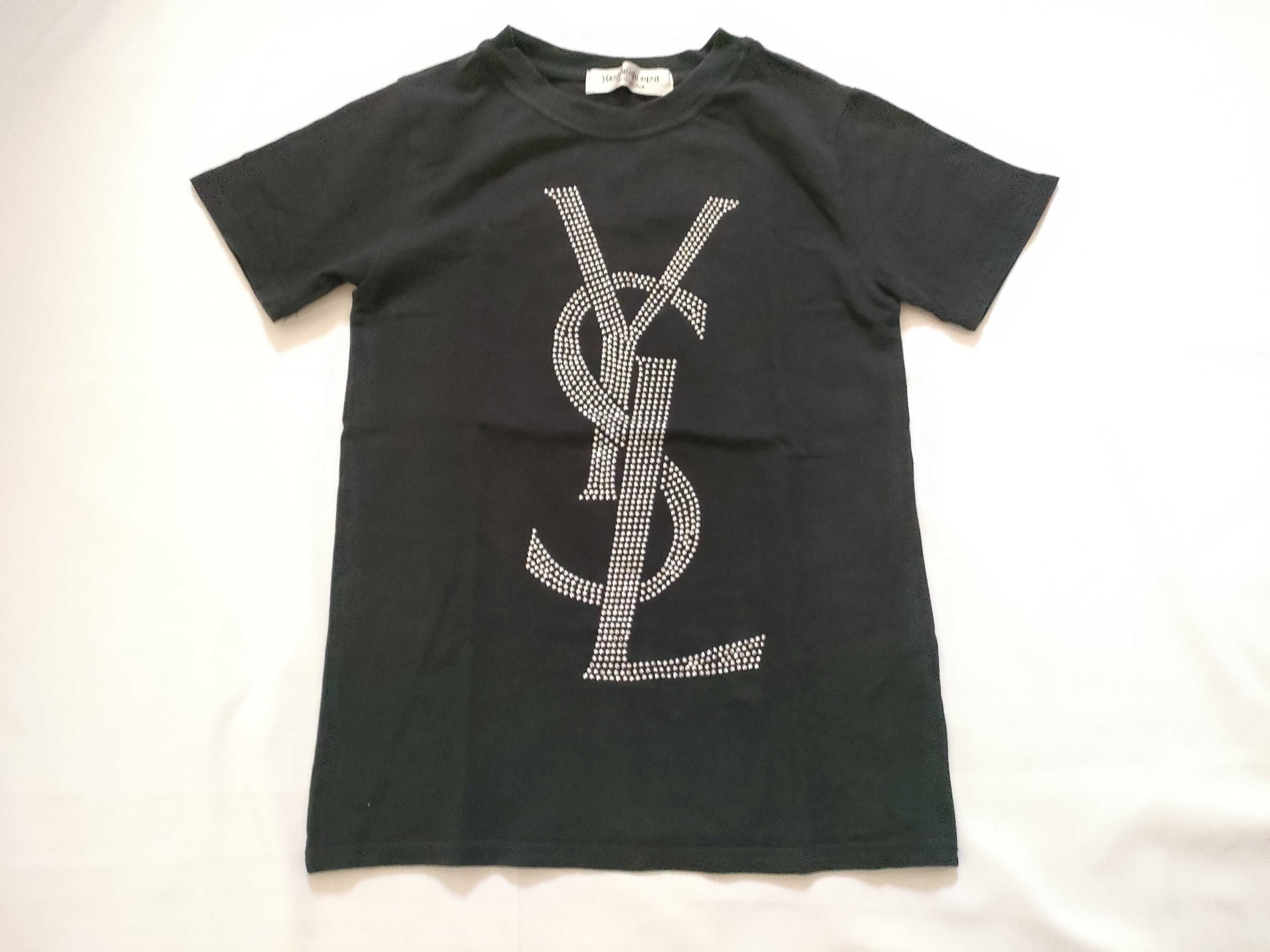 Yves Saint Laurent YSL Logo Saint Laurent Studded T-Shirt Black T-Shirt