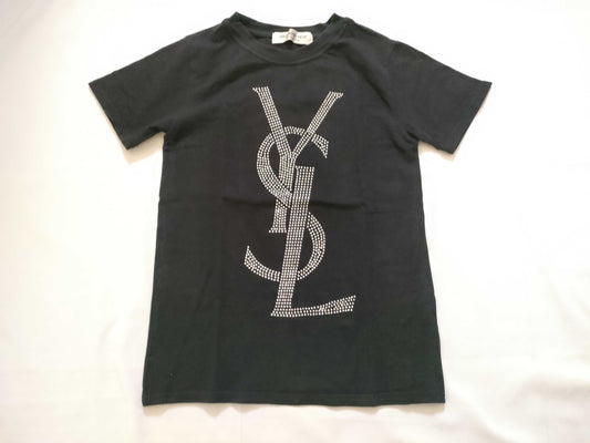 Yves Saint Laurent YSL Logo Saint Laurent Studded T-Shirt Black T-Shirt