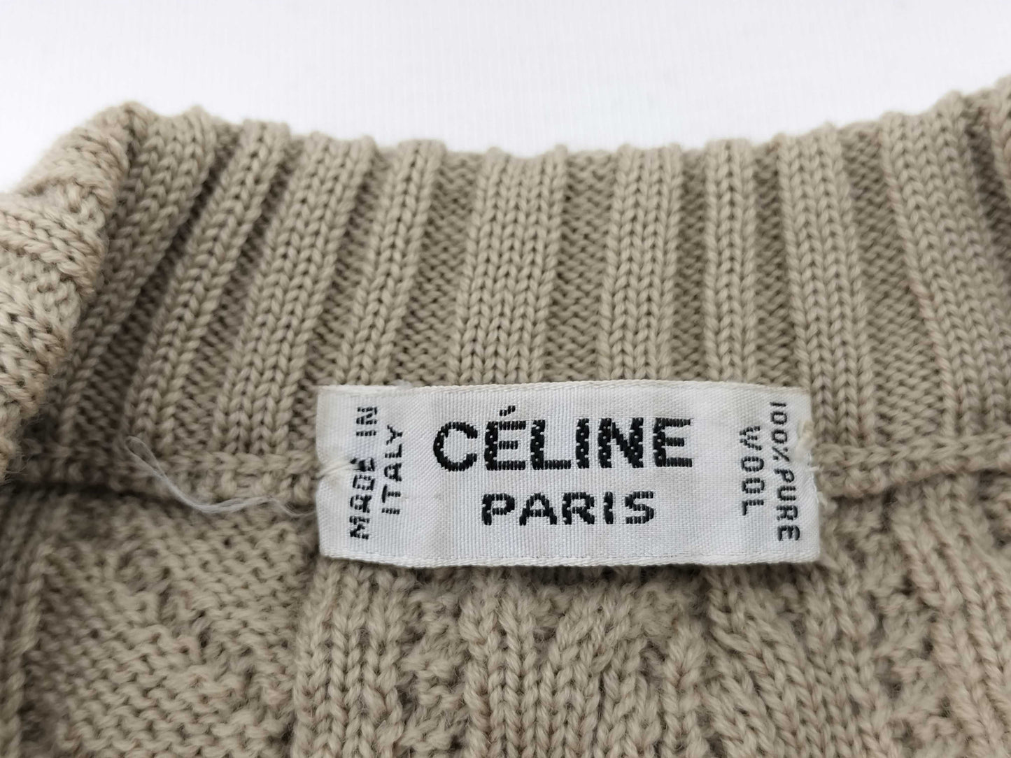 CELINE CELINE Triomfu Gold Button Cable Knitted Cardigan Cardigan