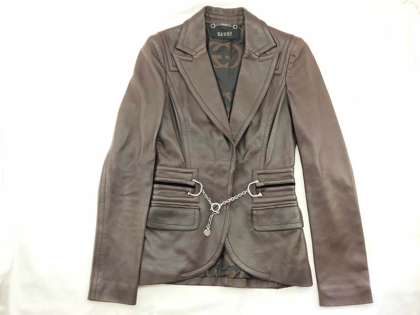 GUCCI Gucci GG Pattern Hose Bit Hardware Leather Jacket Lam Leather Jacket