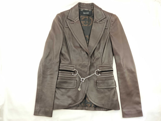 GUCCI Gucci GG Pattern Hose Bit Hardware Leather Jacket Lam Leather Jacket