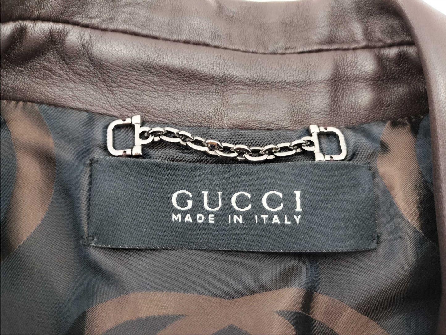 GUCCI Gucci GG Pattern Hose Bit Hardware Leather Jacket Lam Leather Jacket