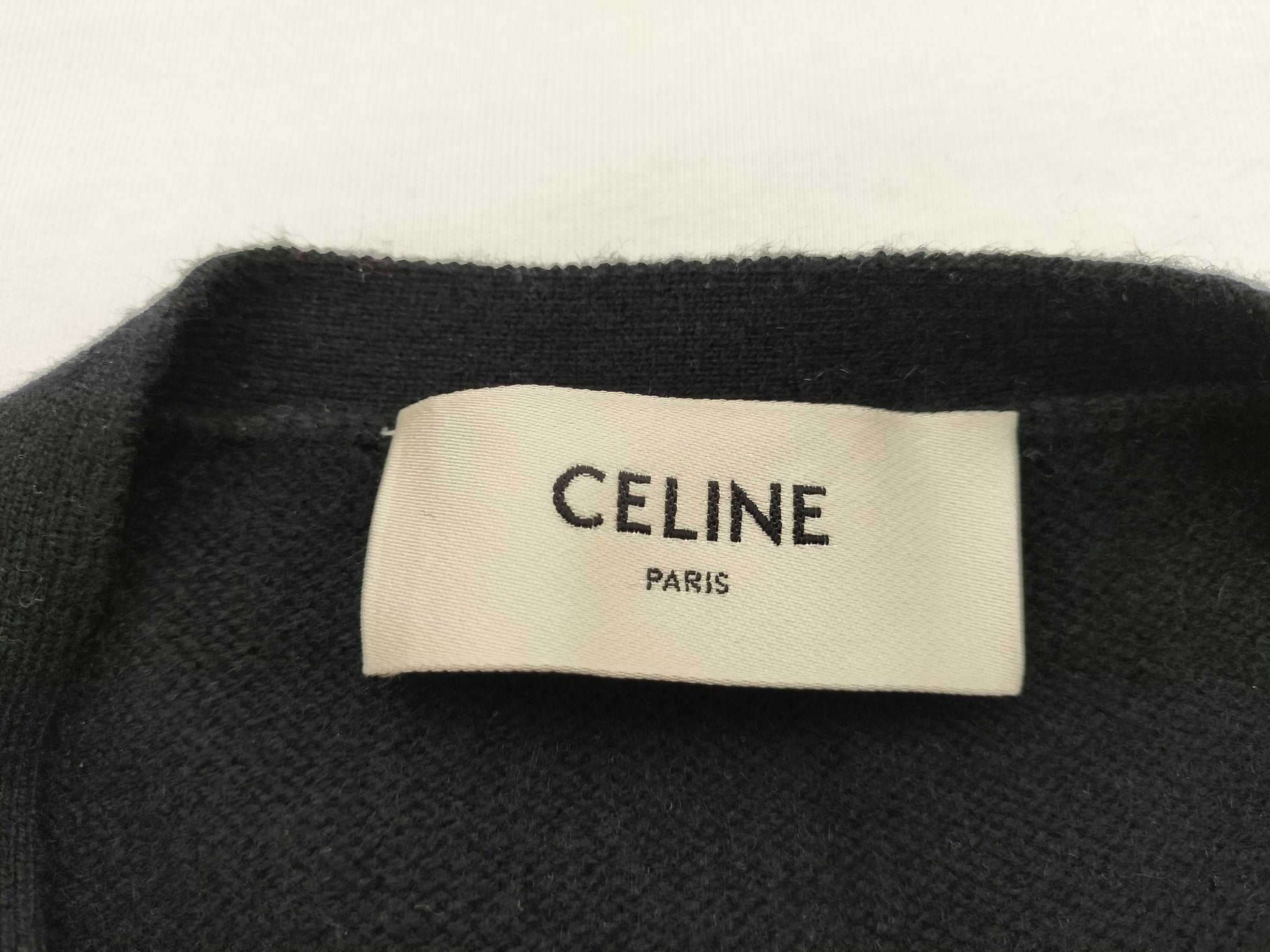 CELINE 100% Cashmere Cardigan Triomphe Hardware Black Cashmere Cardigan