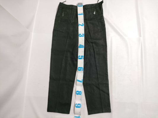 HERMES Leather Zip Hermes Linen Pants