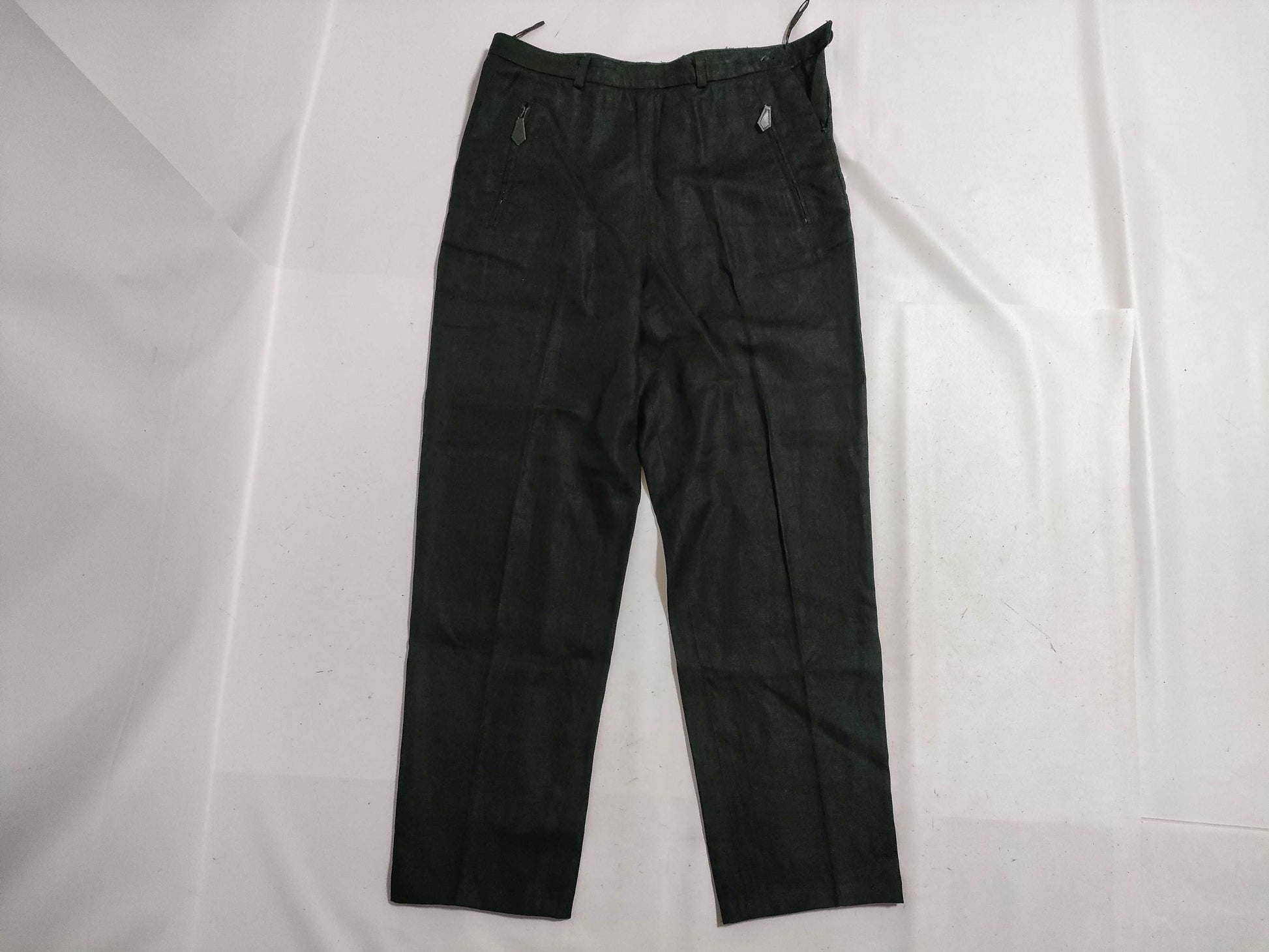 HERMES Leather Zip Hermes Linen Pants Pants