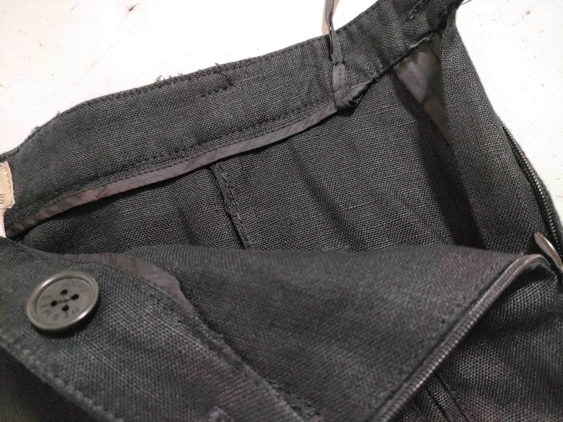 HERMES Leather Zip Hermes Linen Pants Pants