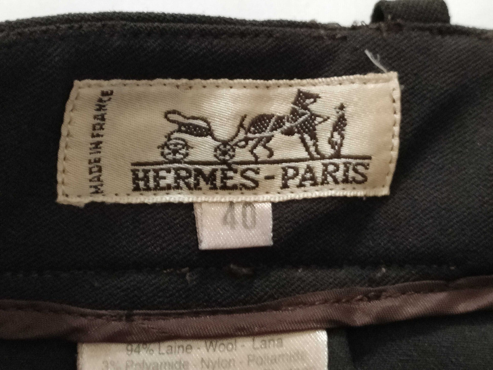 HERMES Leather Zip Hermes Pants Pants