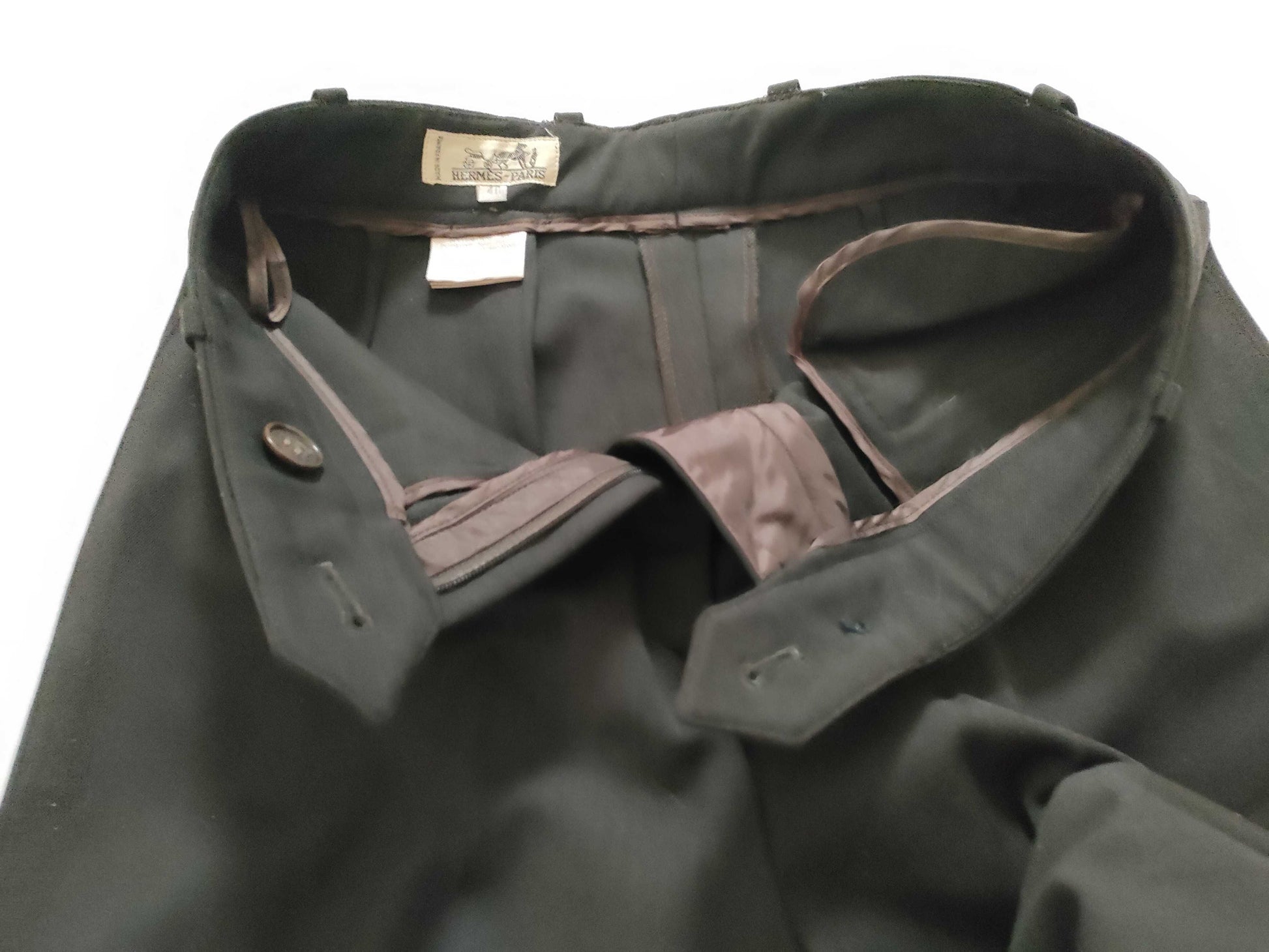 HERMES Leather Zip Hermes Pants Pants