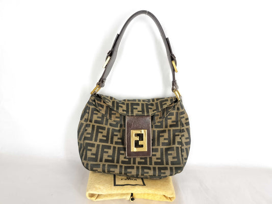 FENDI Zucca Fendi Zucca Mamma Bucket Brown Shoulder Bag