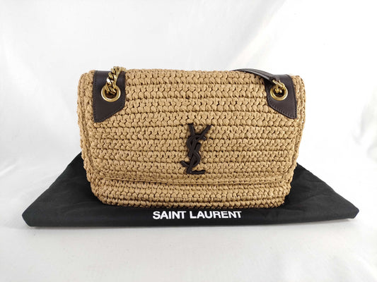 SAINT LAURENT Saint Laurent YSL Raffia W Chain Shoulder Bag Shoulder Bag