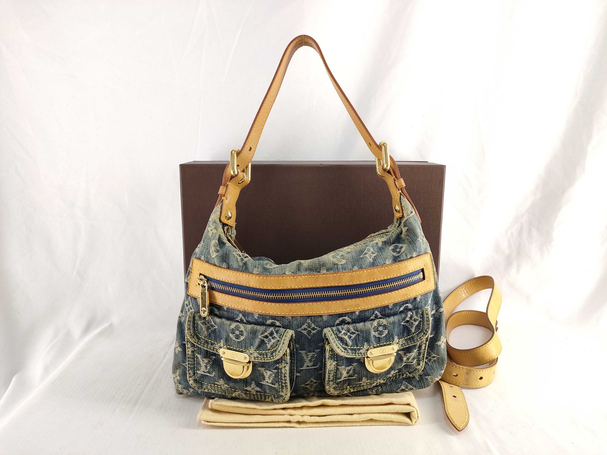 LOUIS VUITTON Monogram Denim LOUIS VUITTON M95049 Monogram Denim Buggy PM 2Way Bag Handbag