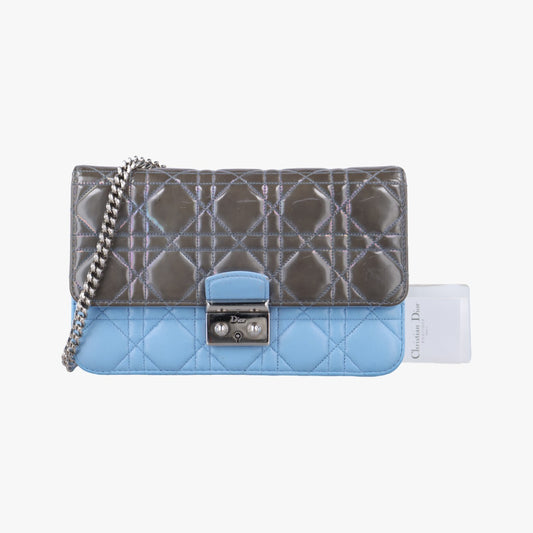 Dior Cannage New Rock Blue x Multicolor Lambskin x Patent 12-MA-0185 Shoulder Bag
