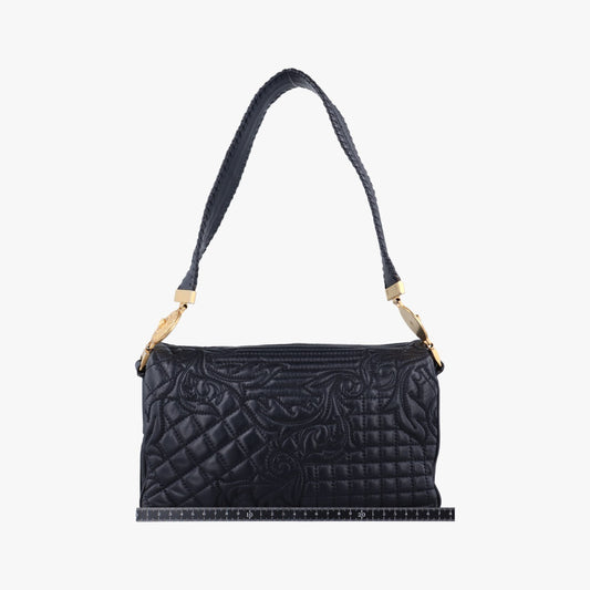 VERSACE Vanitas Quilted Baroque Black Leather Shoulder Bag