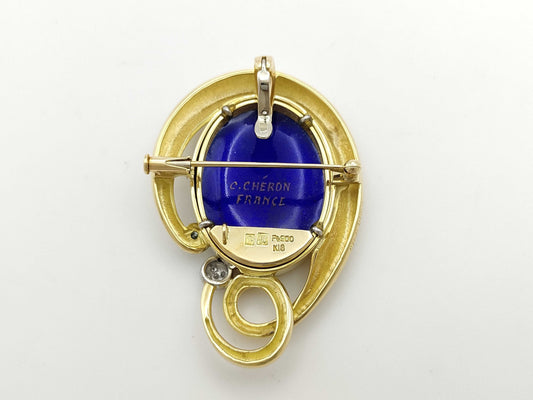 Mitsuo Kaji Emmy Colored Stone Diamond K18/Pt900 24.8g Brooch