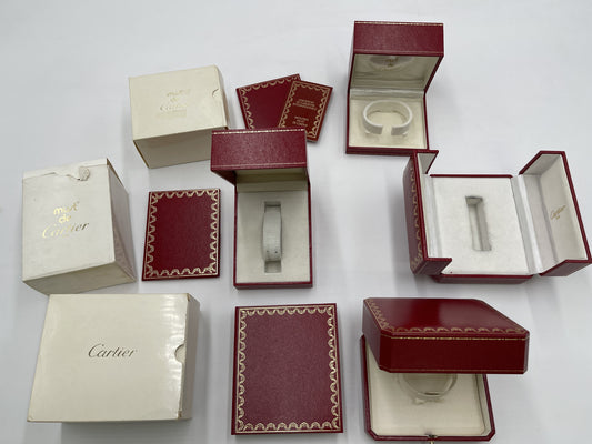 Cartier Vermeil Must Santos 4-piece women's watch set with empty box and guarantee card