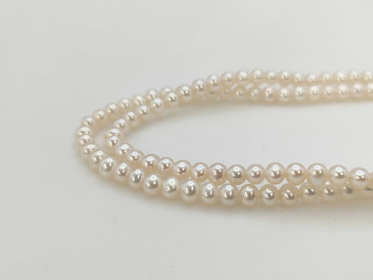 2-strand semi-round pearl diameter approx. 3.4-3.8mm K18 15.5g necklace