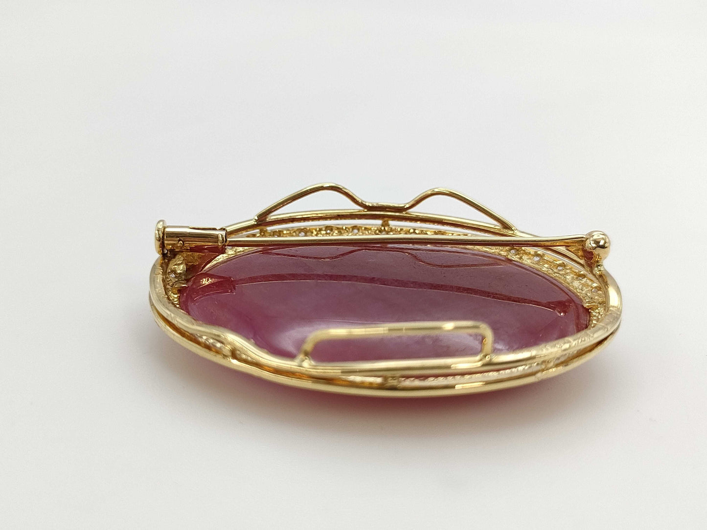 Colored stone 59.51ct D0.371ct K18 19.5g brooch