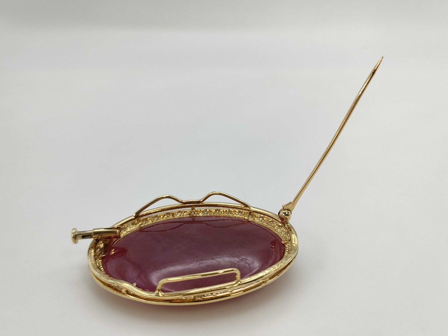 Colored stone 59.51ct D0.371ct K18 19.5g brooch