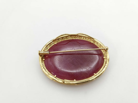 Colored stone 59.51ct D0.371ct K18 19.5g brooch