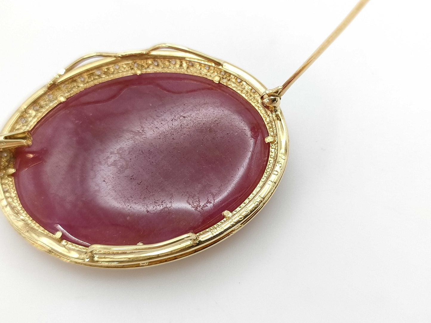 Colored stone 59.51ct D0.371ct K18 19.5g brooch