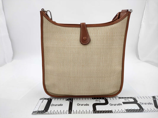 HERMES Evelyn PM □E Clinolane Stripe x Brown x Gold Shoulder Bag