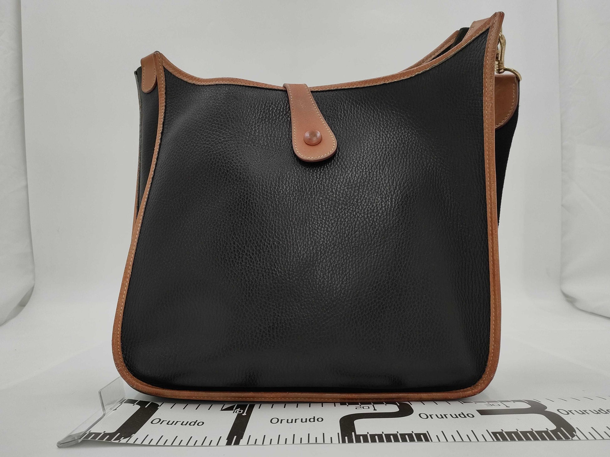 HERMES Evelyn GM Black x Brown x Gold Shoulder Bag