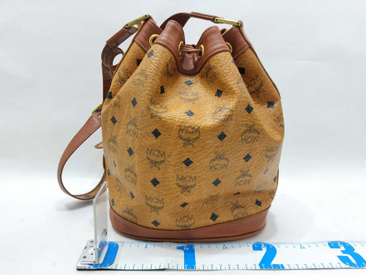 MCM Drawstring Shoulder Brown All-Over Shoulder Bag