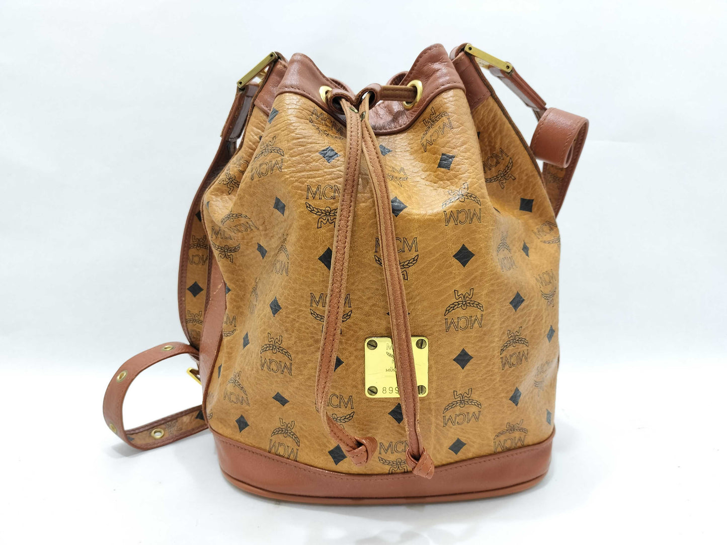 MCM Drawstring Shoulder Brown All-Over Shoulder Bag