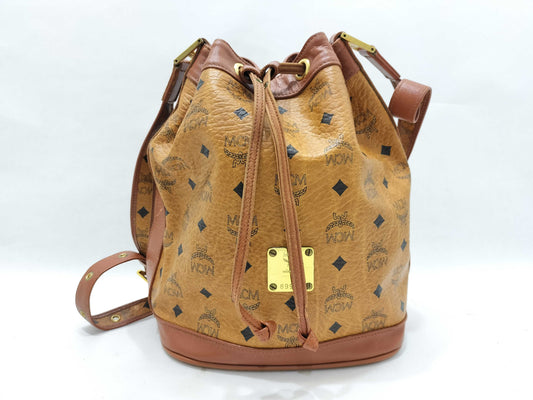 MCM Drawstring Shoulder Brown All-Over Shoulder Bag