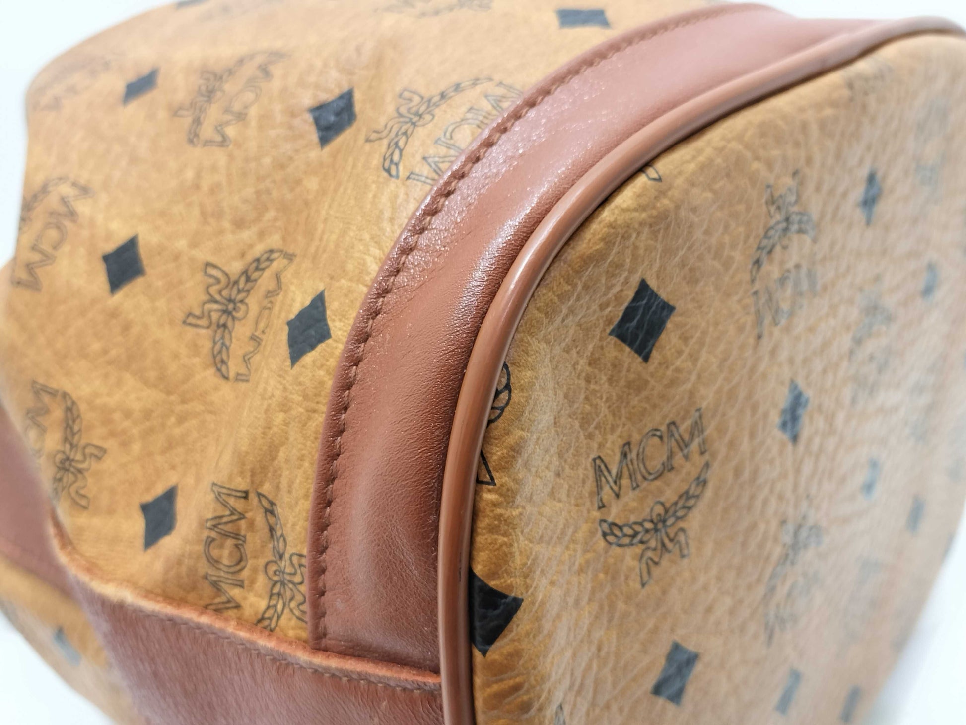 MCM Drawstring Shoulder Brown All-Over Shoulder Bag