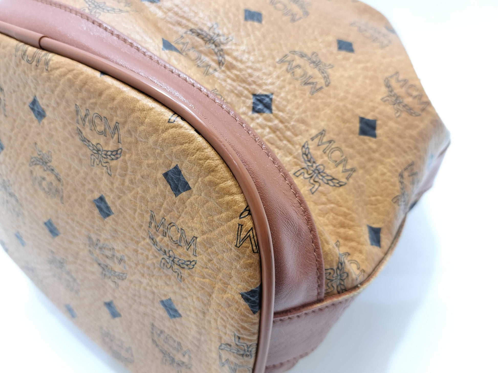 MCM Drawstring Shoulder Brown All-Over Shoulder Bag