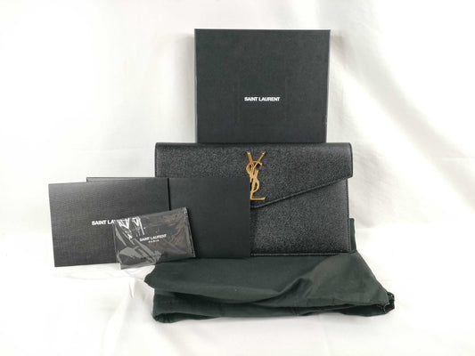 SAINT LAURENT YSL Logo Uptown Clutch Bag Black W27cm Clutch Bag