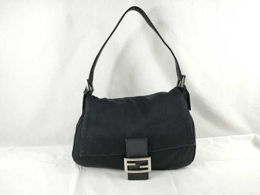 FENDI Mamma FENDI Nylon Mamma Bucket Shoulder Bag Black W28cm Sticky Shoulder Bag