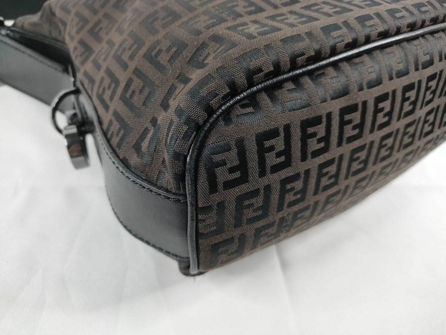 FENDI FENDI Canvas Zucchino Shoulder Bag Brown/Black W23cm Shoulder Bag