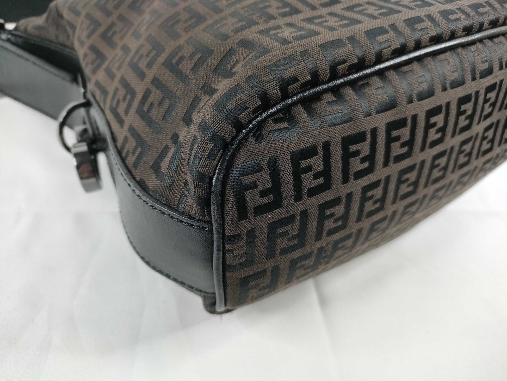 FENDI FENDI Canvas Zucchino Shoulder Bag Brown/Black W23cm Shoulder Bag