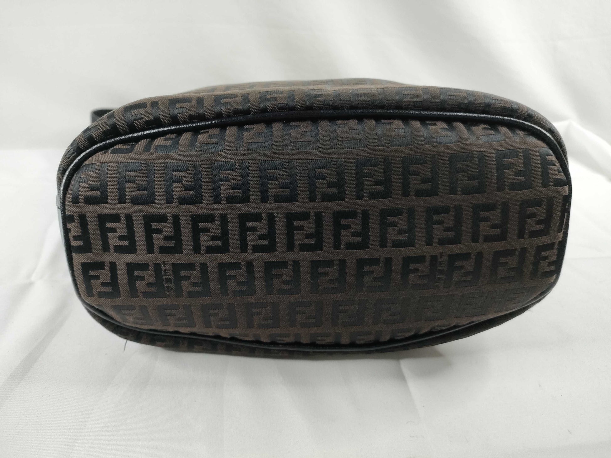 FENDI FENDI Canvas Zucchino Shoulder Bag Brown/Black W23cm Shoulder Bag