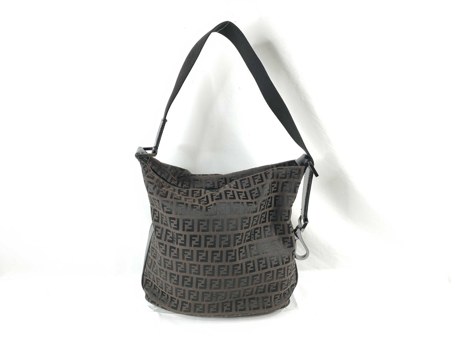FENDI FENDI Canvas Zucchino Shoulder Bag Brown/Black W23cm Shoulder Bag