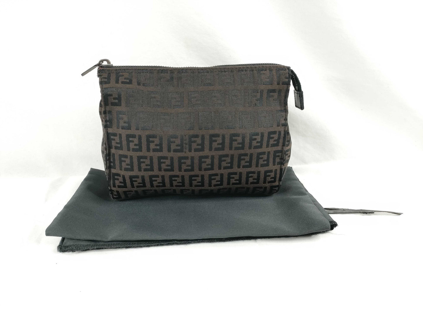 FENDI FENDI Zucchino Pouch 7N0007-019 Brown/Black W18.5cm Pouch