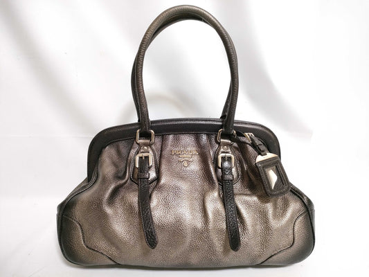 PRADA PRADA Leather Doctor's Bag Handbag Gradient Bronze W37cm Handbag