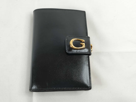 GUCCI GUCCI G Logo Leather Mouth Bi-Fold Wallet 035.2031 Black Wallet
