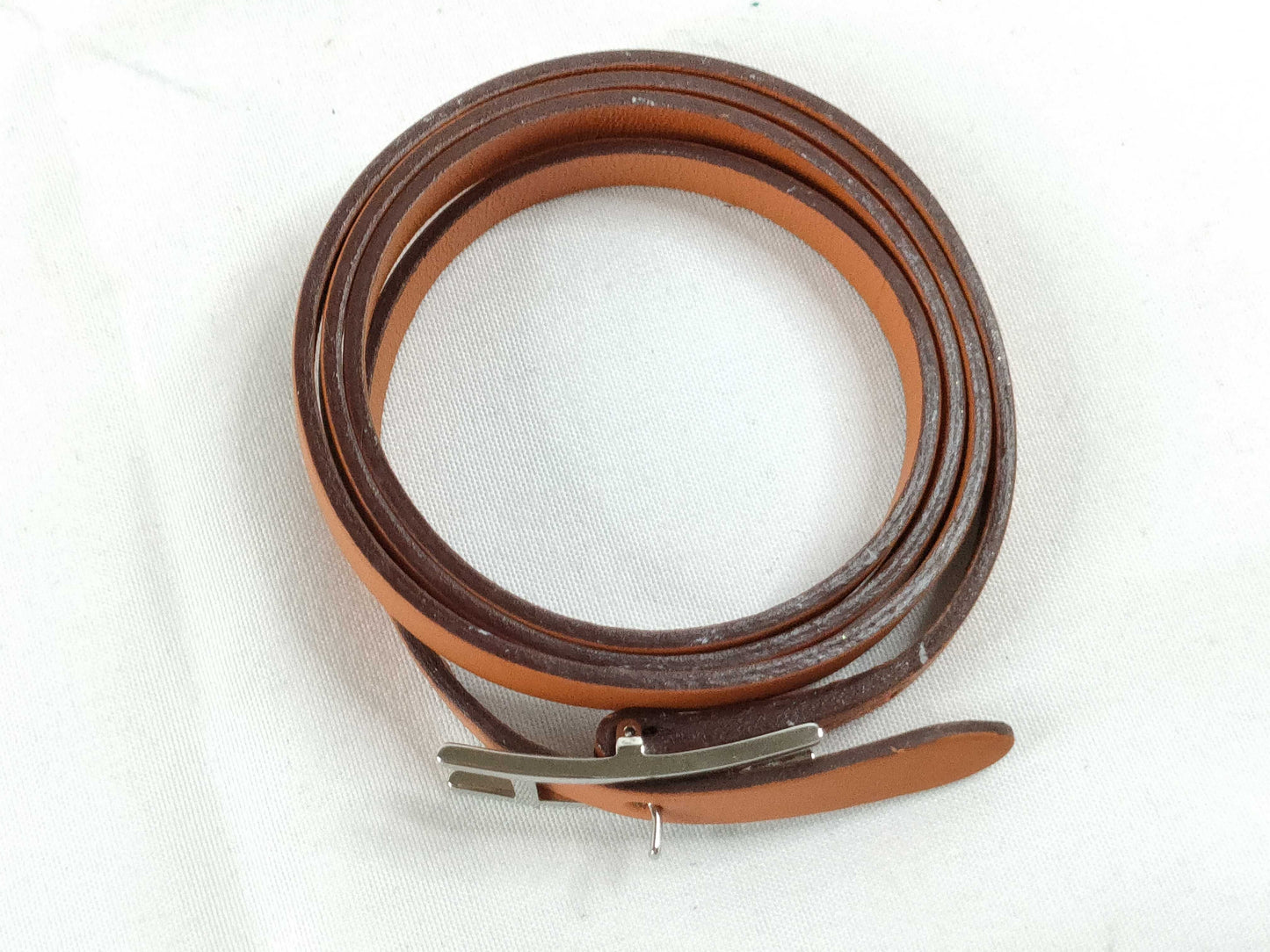 HERMES HERMES Api 3 Bracelet □J Orange/Silver Bracelet Bangle