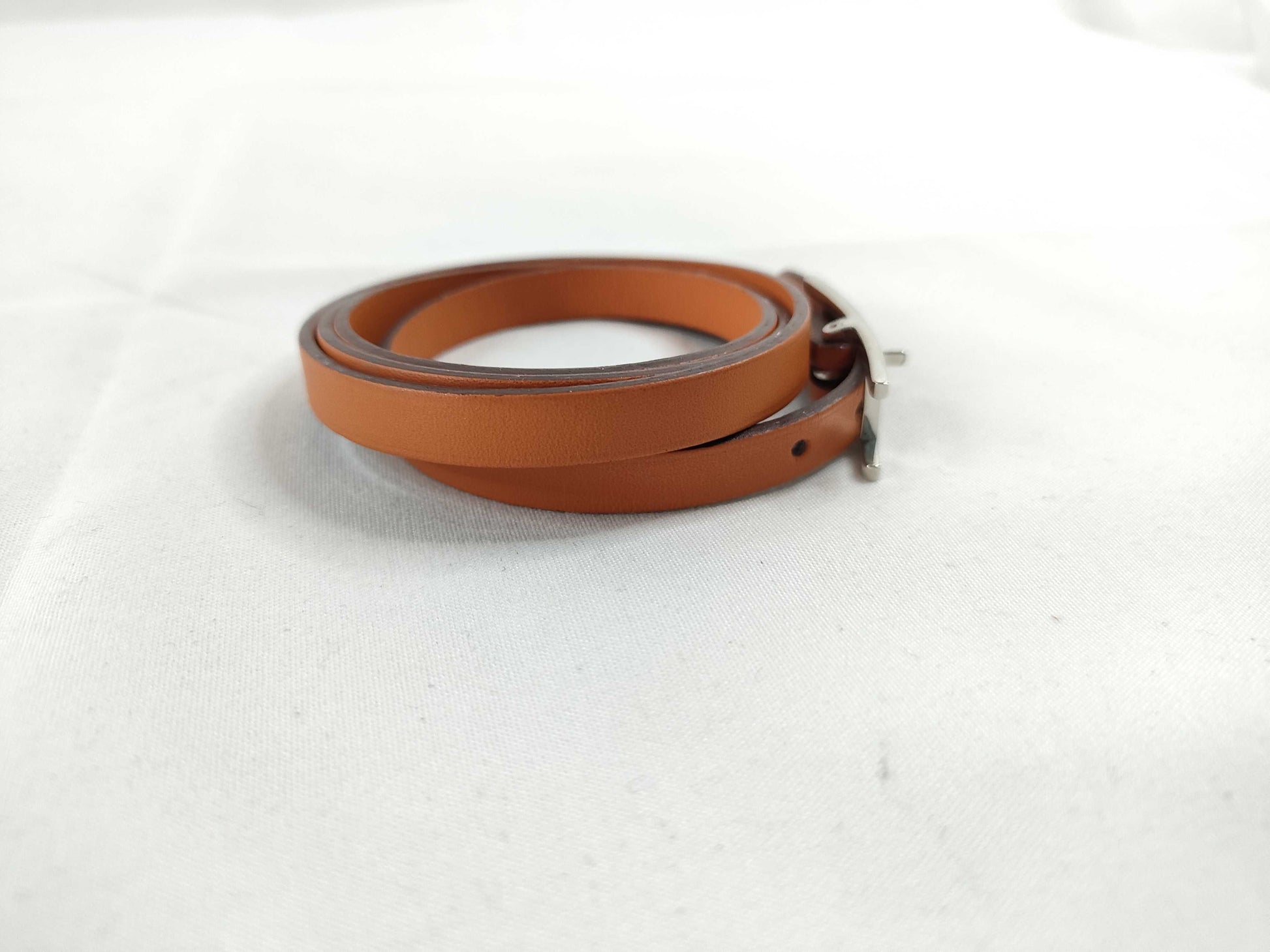 HERMES HERMES Api 3 Bracelet □J Orange/Silver Bracelet Bangle