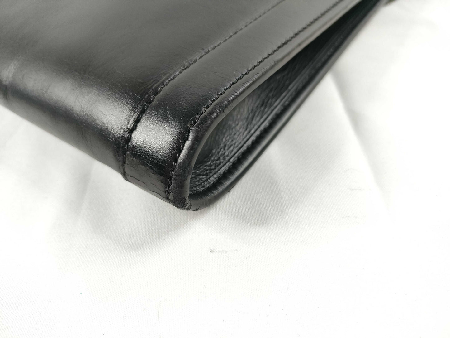 HERMES HERMES Jije GM Leather Clutch Bag Second Bag 〇P Engraved Black W34cm Clutch Bag
